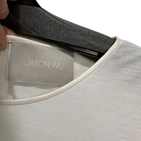 NWT Jason Wu Ivory Mixed Media Tulle-Trimmed T-shirt Top - Size L - Picture 2 of 5